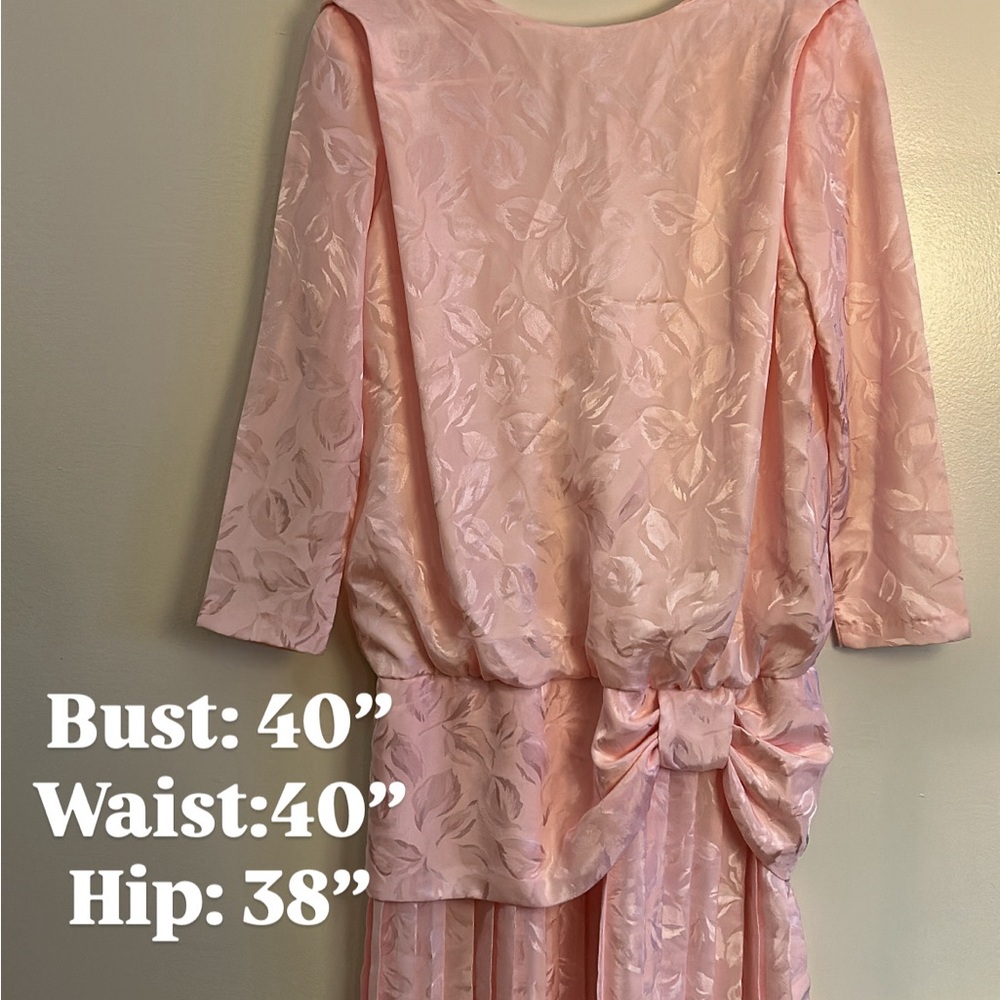 1980s Pink Floral Bow Dress with Low Back - Picture 5 of 5